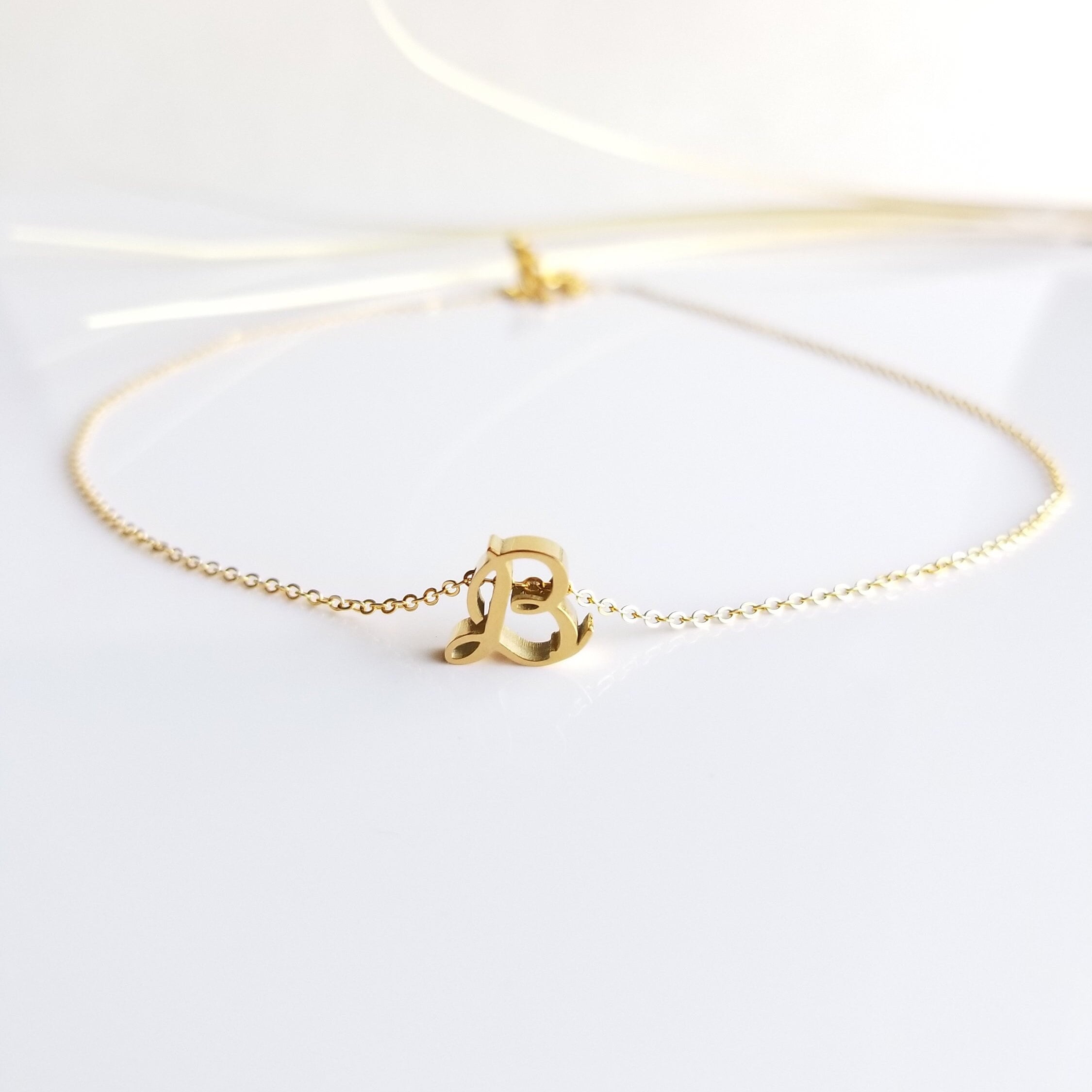 Personalized Initial Necklace With Cable Chain, Minimalist Letter Necklace, Custom Jewelry, Perfect Birthday Gift Or For Mom