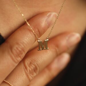 Personalized Initial Necklace, Personalized Letter Necklace, Centered Initial Necklace, Monogram Necklace, 14K Solid Gold Initial Necklace
