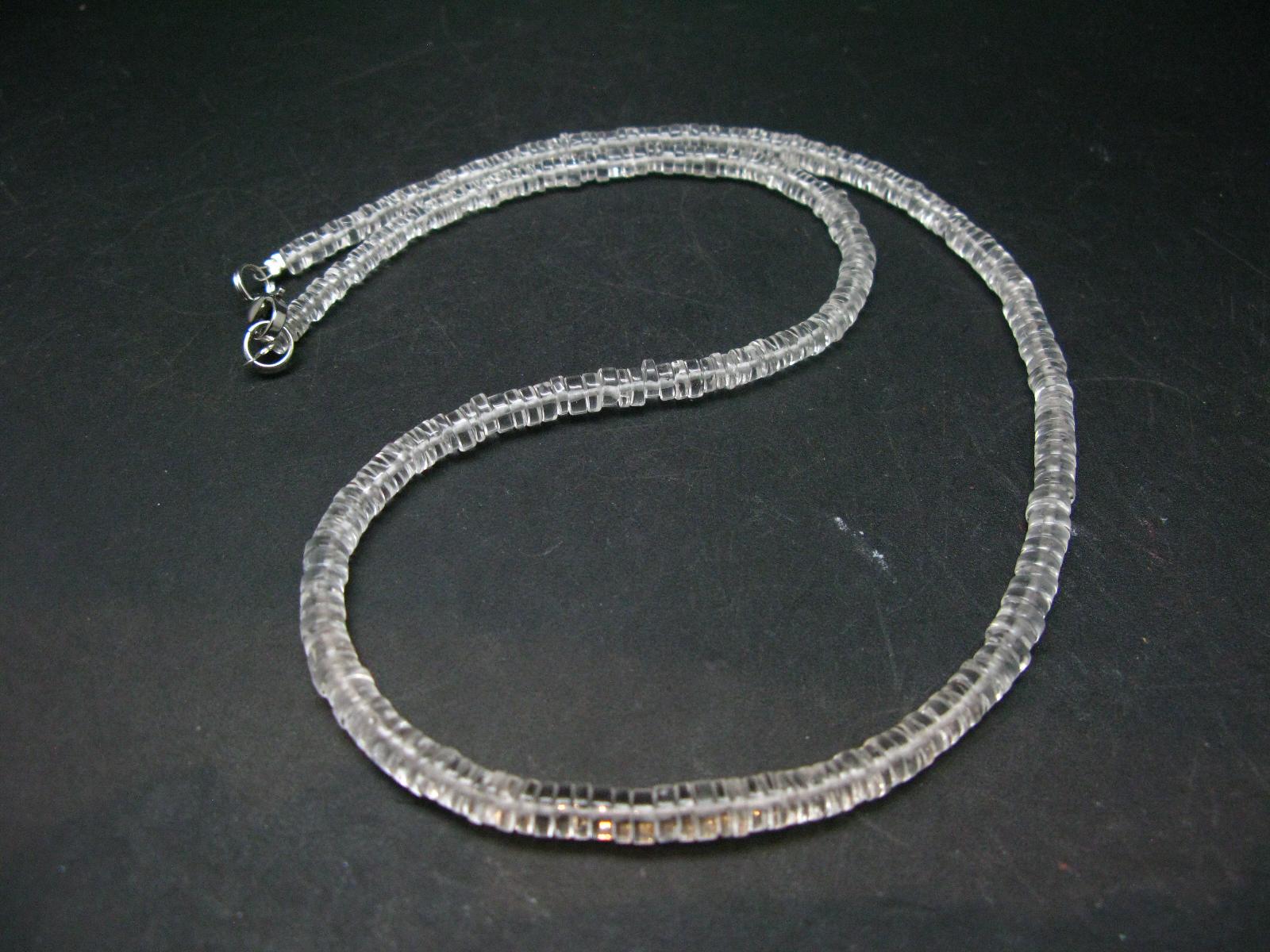 Rare Clear Petalite Necklace Beads From Brazil - 18" - Rondelle Beads