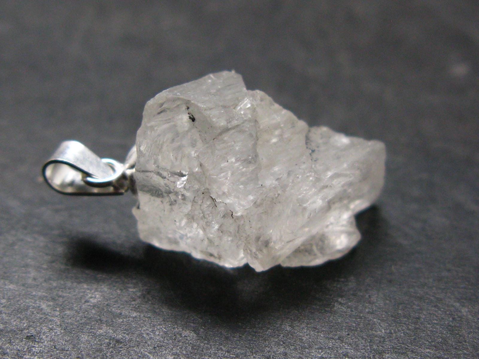 Clear Petalite Crystal Silver Pendant From Brazil - 1.0" - 2.43 Grams Clear Petalite Crystal Silver Pendant From Brazil - 1.0" - 2.43 Grams