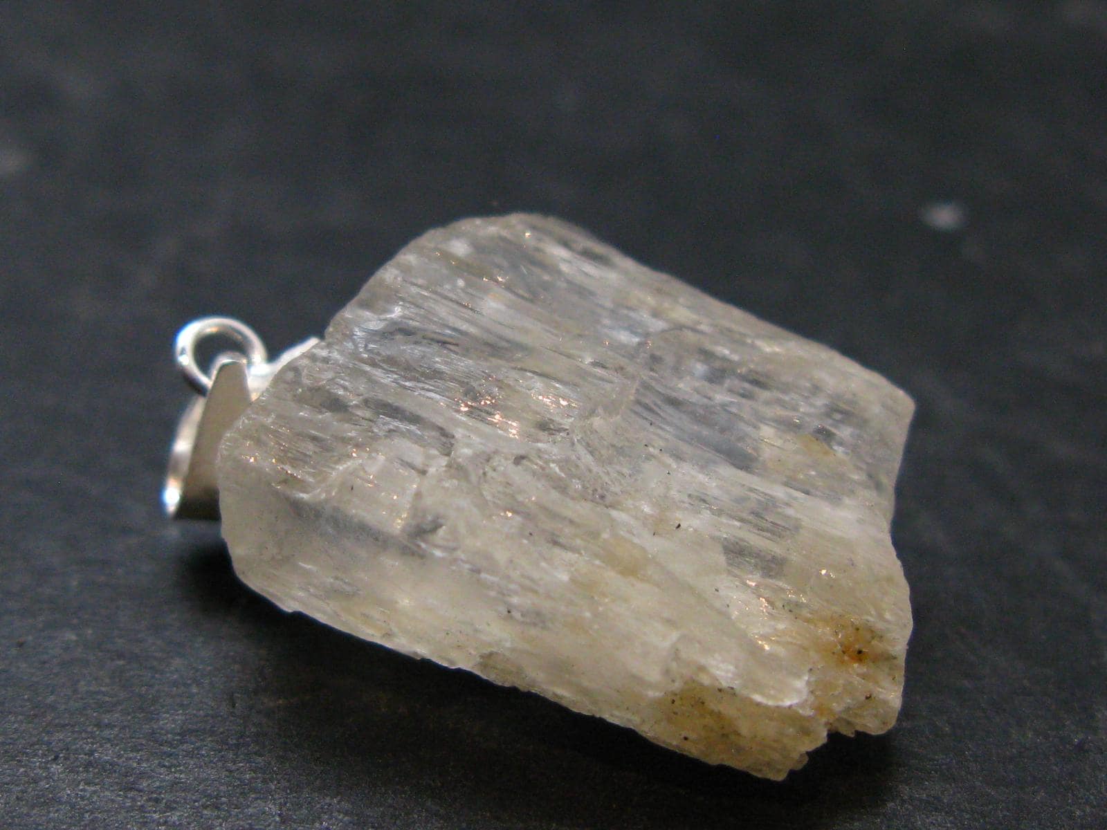 Clear Petalite Crystal Silver Pendant From Brazil - 1.1" - 3.53 Grams