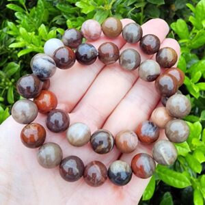 Petrified Wood Gemstone Bracelet, Madagascar Petrified Wood, 11mm Gemstone Chunky Bracelet, Earthy Bracelet, Rustic Bracelet, Brown Bracelet