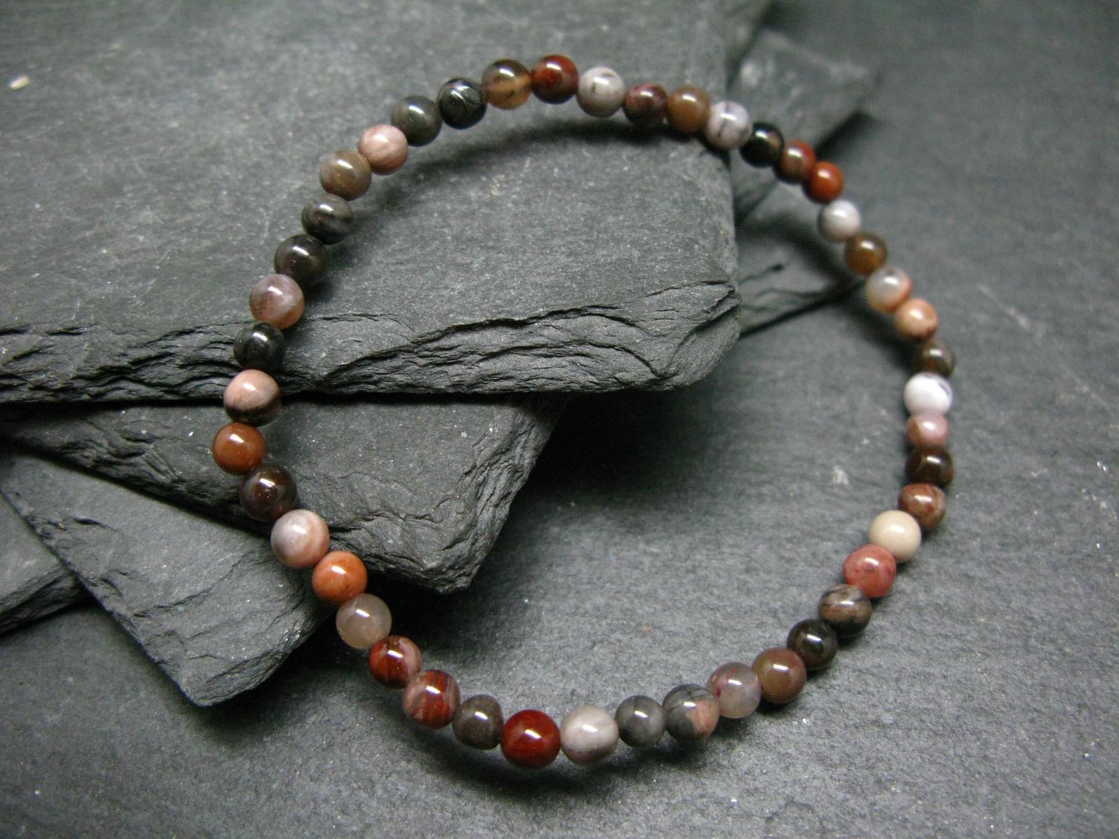 Petrified Wood Genuine Bracelet ~ 7 Inches ~ 4mm Round Beads
