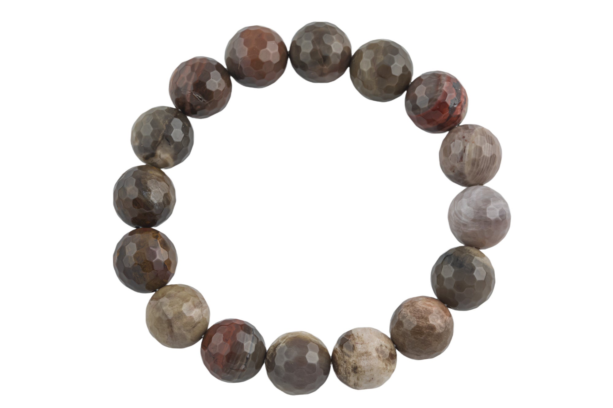 Natural Petrified Wood Faceted Round Size 10mm And 12mm- Handmade In Usa- Approx. 7-7.5" Bracelet Crystal Bracelet- Lgs Natural Petrified Wood Faceted Round Size 10mm And 12mm- Handmade In Usa- Approx. 7-7.5" Bracelet Crystal Bracelet- Lgs