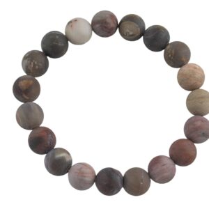 Natural Petrified Wood Faceted Round Size 10mm and 12mm- Handmade In USA- approx. 7-7.5" Bracelet Crystal Bracelet- LGS
