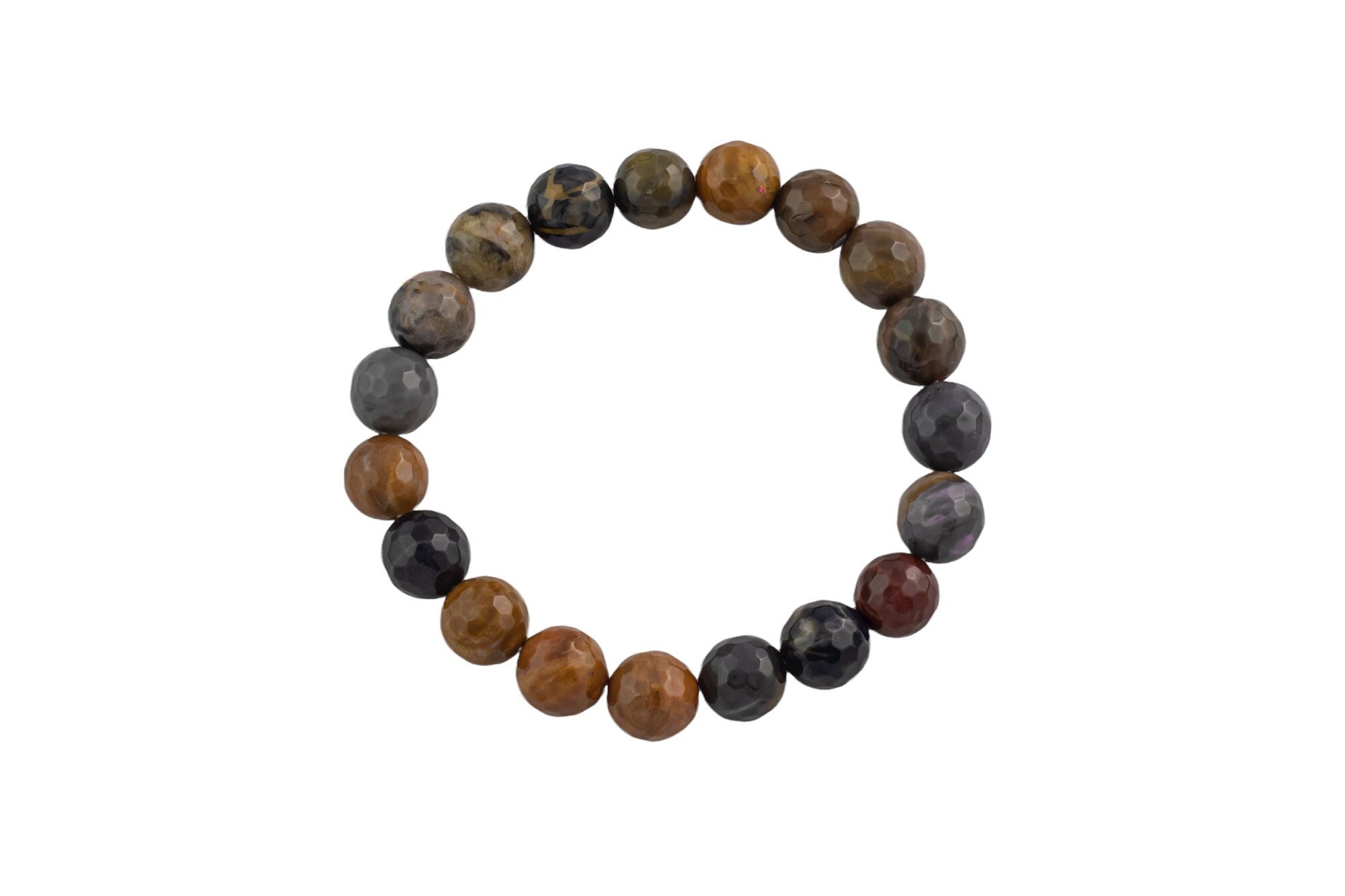 Natural Petrified Wood Faceted Round Size 10mm And 12mm- Handmade In Usa- Approx. 7-7.5" Bracelet Crystal Bracelet- Lgs Natural Petrified Wood Faceted Round Size 10mm And 12mm- Handmade In Usa- Approx. 7-7.5" Bracelet Crystal Bracelet- Lgs