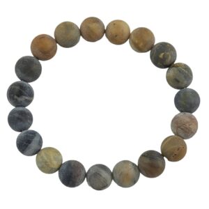Natural Petrified Wood Matte Round Size 10mm and 12mm- Handmade In USA- approx. 7-7.5" Bracelet Crystal Bracelet- LGS