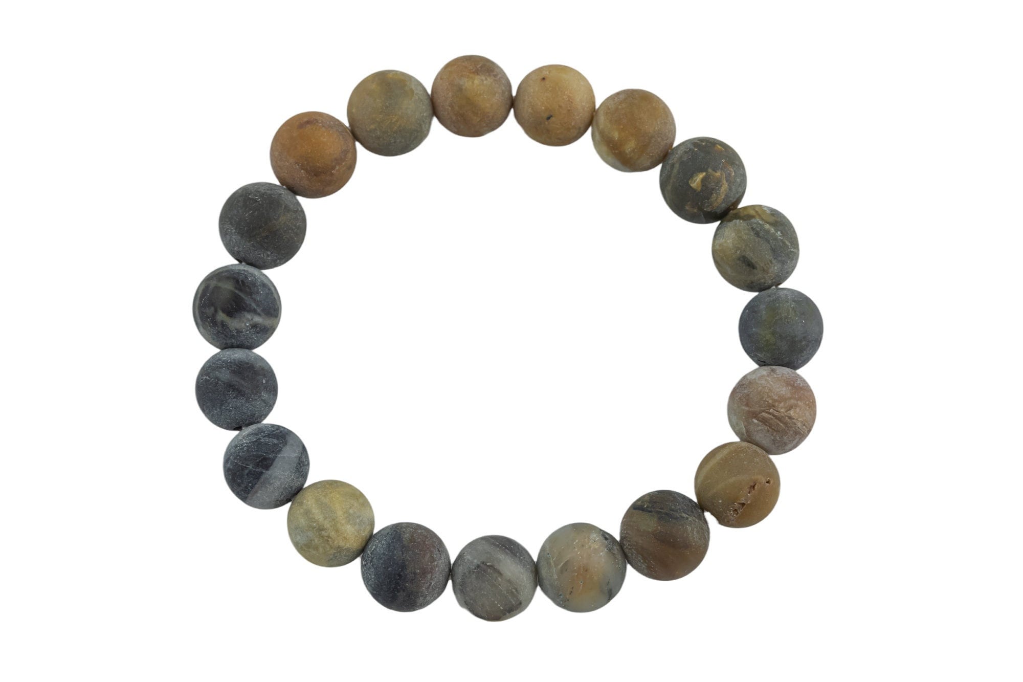 Natural Petrified Wood Matte Round Size 10mm And 12mm- Handmade In Usa- Approx. 7-7.5" Bracelet Crystal Bracelet- Lgs
