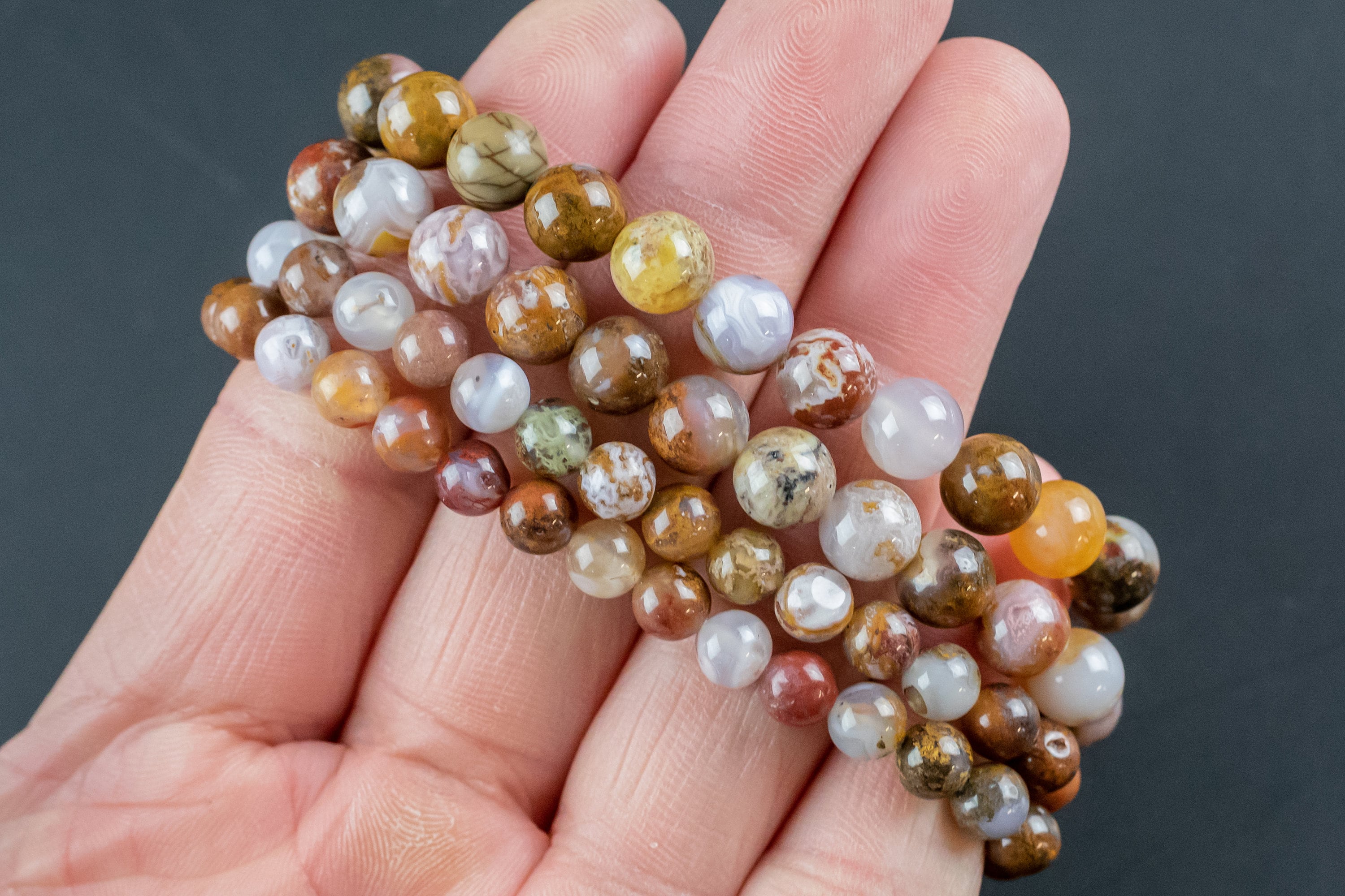 Natural Opalized Petrified Wood Round Size 6mm And 8mm- Handmade In Usa- Approx. 7" Bracelet Crystal Bracelet