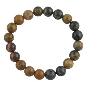 Natural Petrified Wood Smooth Round Size 10mm and 12mm- Handmade In USA- approx. 7-7.5" Bracelet Crystal Bracelet- LGS