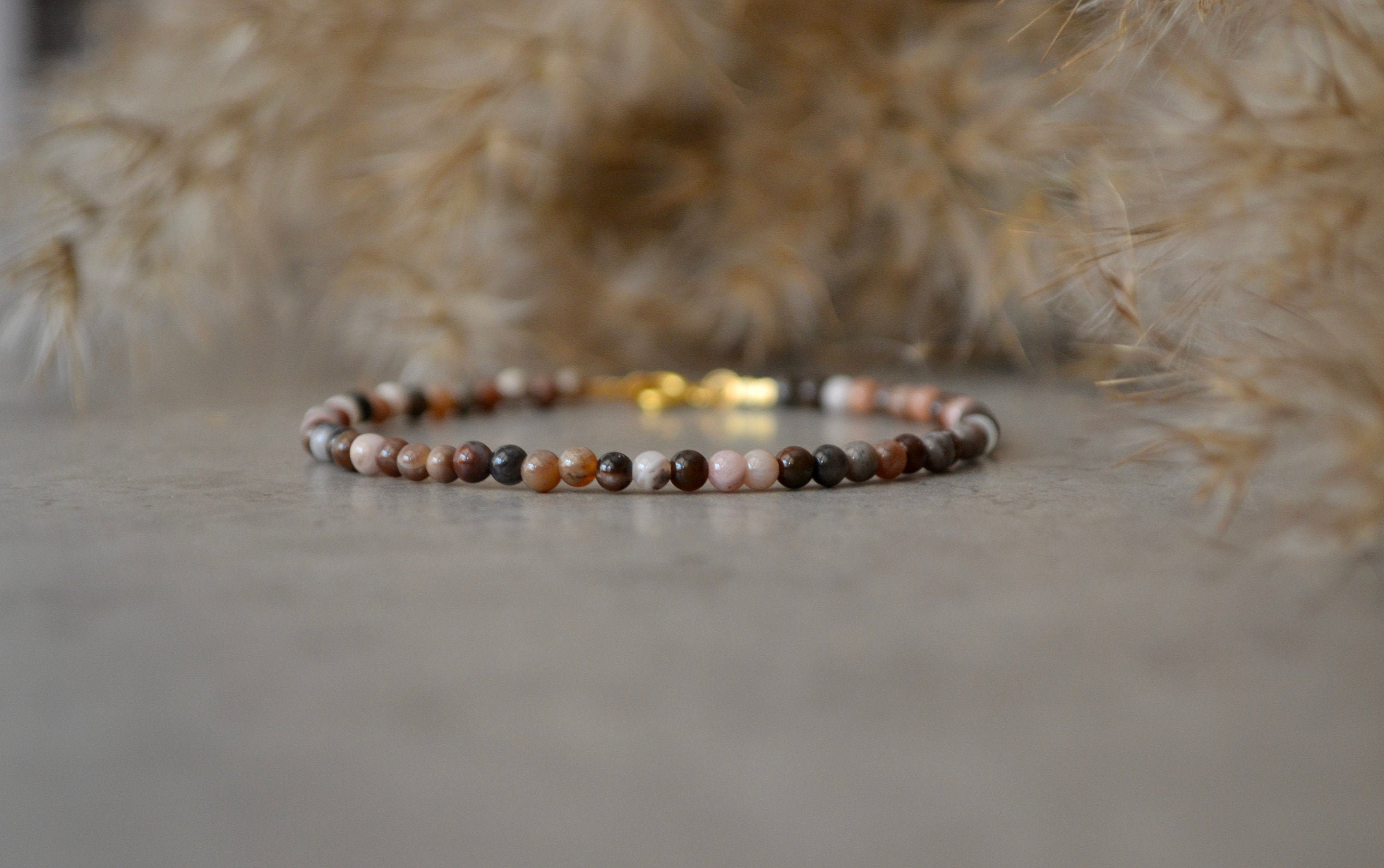 Petrified Wood Stone Bracelet, Natural Wood Stone Jewelry, Spiritual Bracelet, Brown Crystal Bracelet 4mm, Womens Bracelet, Gift For Her