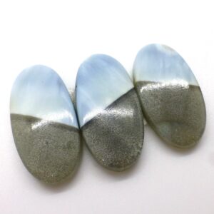 44.305 Carats - Owyhee Opal Petrified Wood Cabochon - Opalized - Set Of Three Cabochons To Make Jewelry - Handmade Lapidary