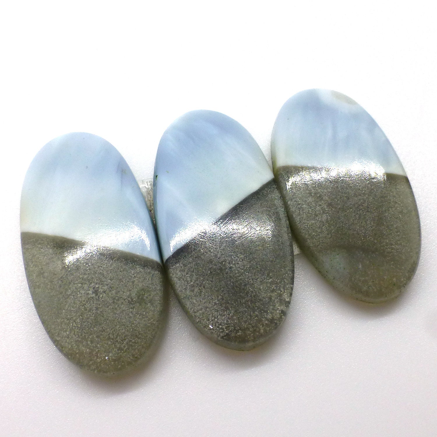 44.305 Carats  - Owyhee Opal Petrified Wood Cabochon - Opalized - Set Of Three Cabochons To Make Jewelry - Handmade Lapidary