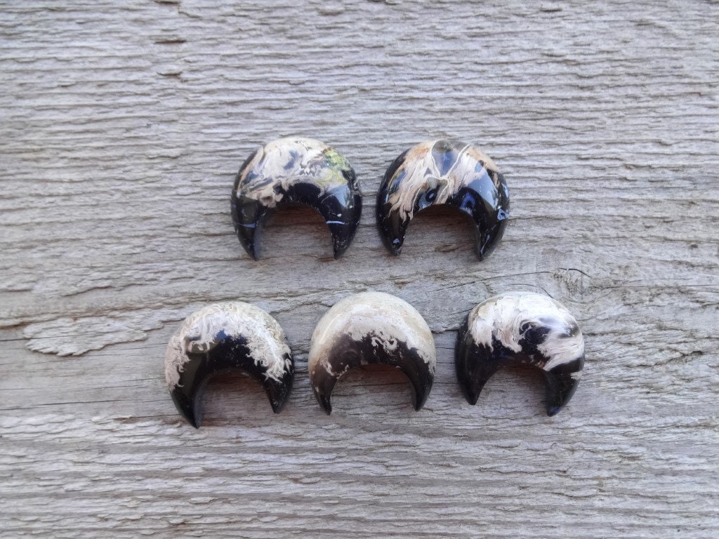 Fossilized Palm Root Crescent Moon Cabochon 25x22mm, Gemstone Moon Cabochon Pendant, No Holes, Petrified Wood Cabochon For Jewelry Making