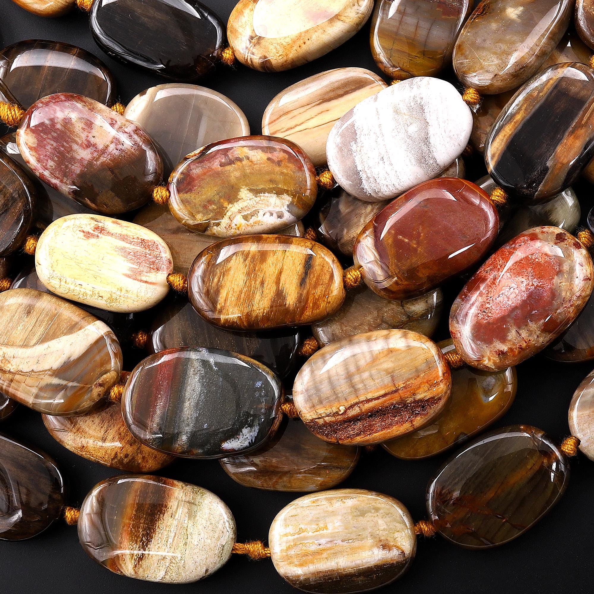Aaa Natural Petrified Wood Beads Smooth Oval Nuggets Earthy Golden Brown Tan Beige Yellow Red Natural Stone 15.5" Strand Aaa Natural Petrified Wood Beads Smooth Oval Nuggets Earthy Golden Brown Tan Beige Yellow Red Natural Stone 15.5" Strand