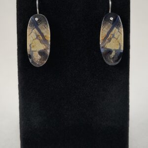 Petrified Wood And Sterling Silver Earrings Handmade By Chris Hay