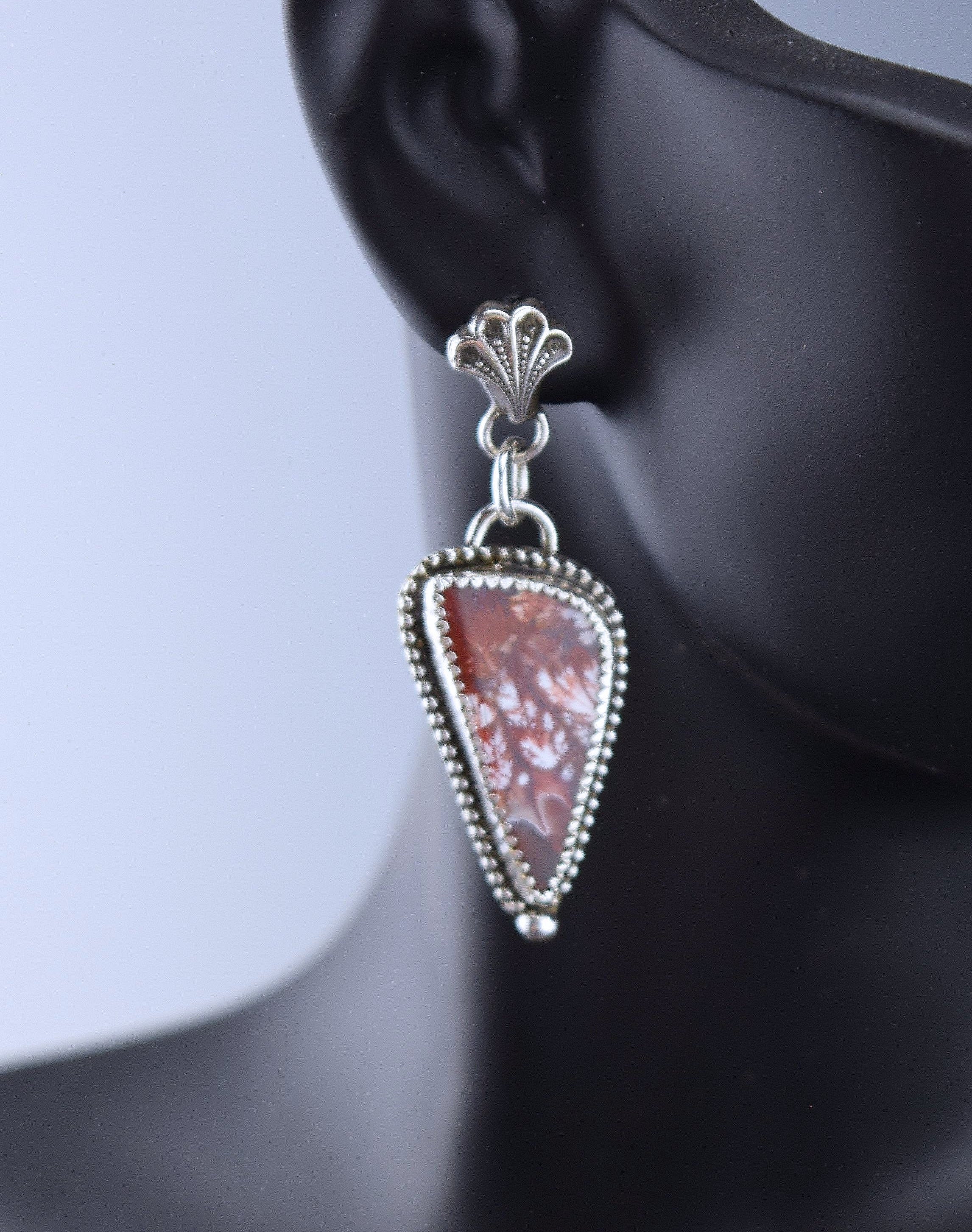Handcrafted Sterling Silver Indonesian Opalized Petrified Wood Earrings