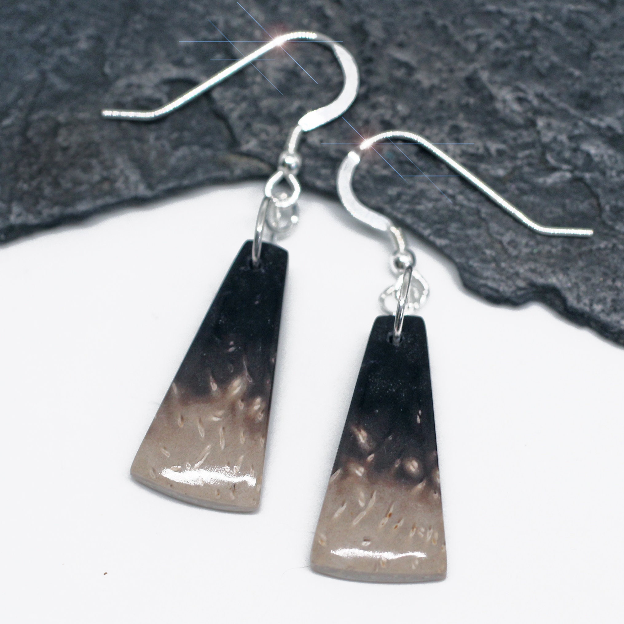 Mocha Latte - Beautiful Peanut Wood Petrified Wood Sterling Silver Earrings