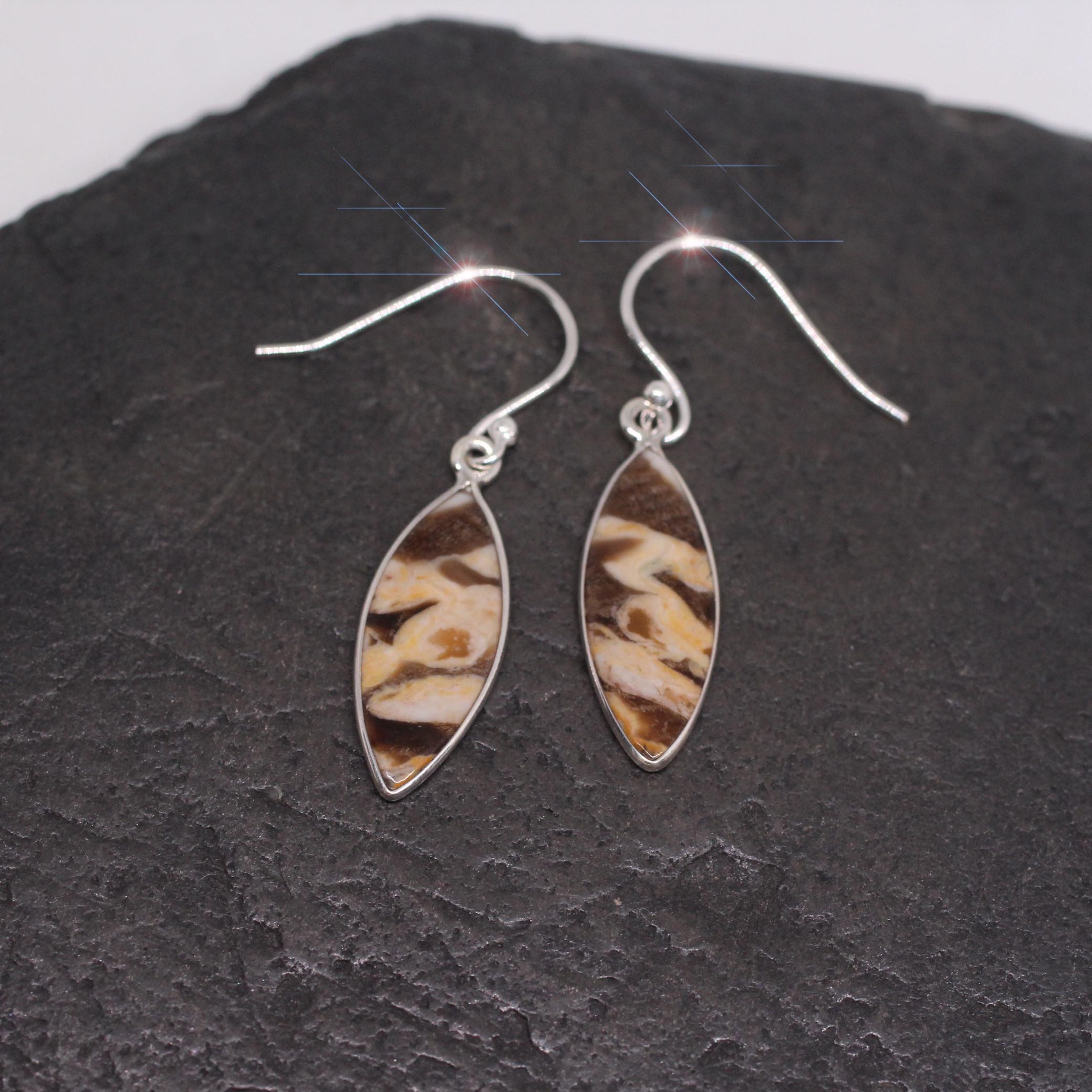 The Stone Forest - Beautiful Peanut Wood Petrified Wood Sterling Silver Earrings