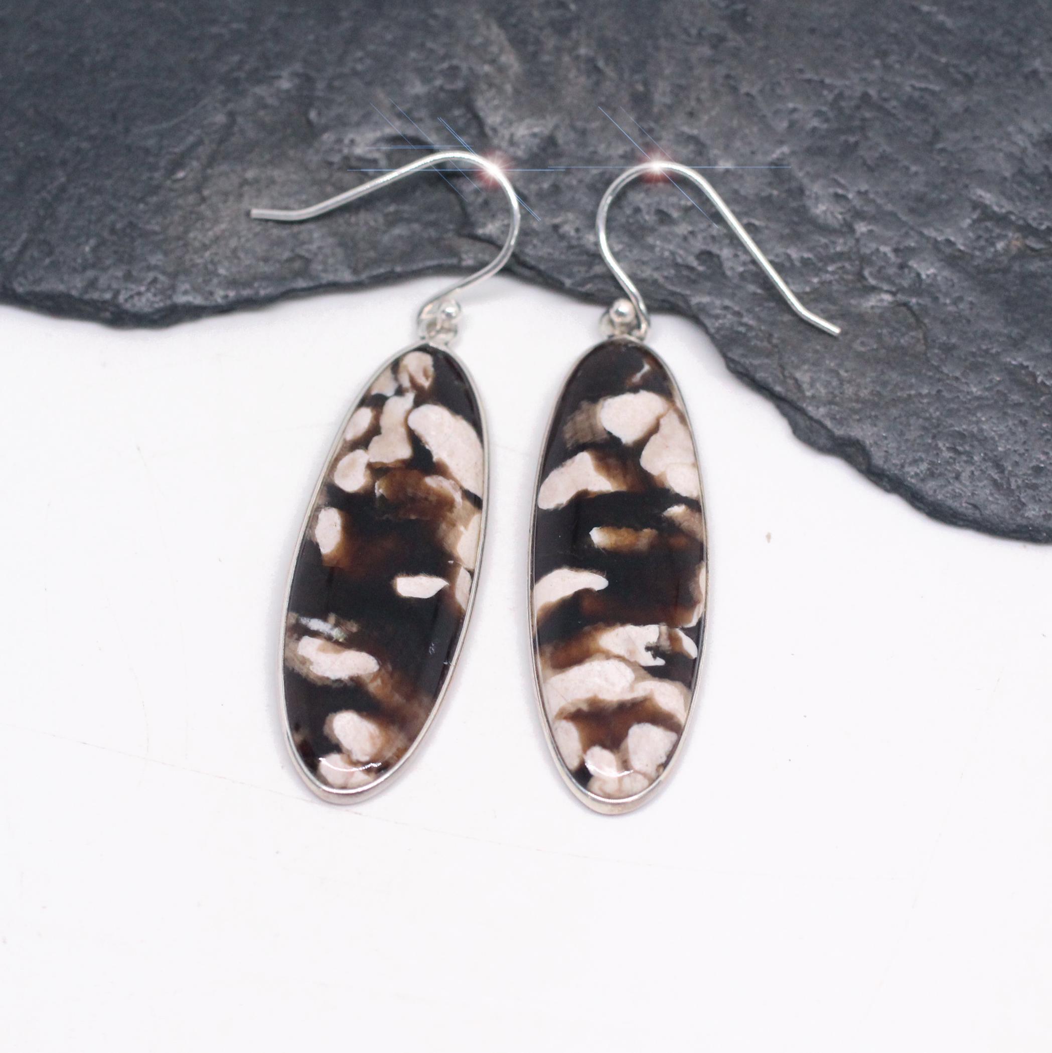 The Stone Forest - Beautiful Peanut Wood Petrified Wood Sterling Silver Earrings