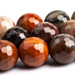 11-12MM Brown Petrified Wood Jasper Bead Genuine Natural Gemstone Full Strand Micro Faceted Round 15"/7.5" Bulk Lot Options (110998-3272)