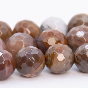 8MM Brown Petrified Wood Jasper Beads Grade AAA Genuine Natural Gemstone Micro Faceted Round Loose Beads 15" / 7.5"Bulk Lot Options (109955)