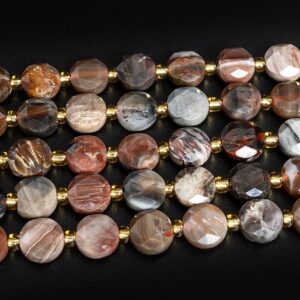 8MM Multicolor Petrified Wood Jasper Beads Grade AA Genuine Natural Gemstone Faceted Coin Loose Beads 15"/7.5" Bulk Lot Options