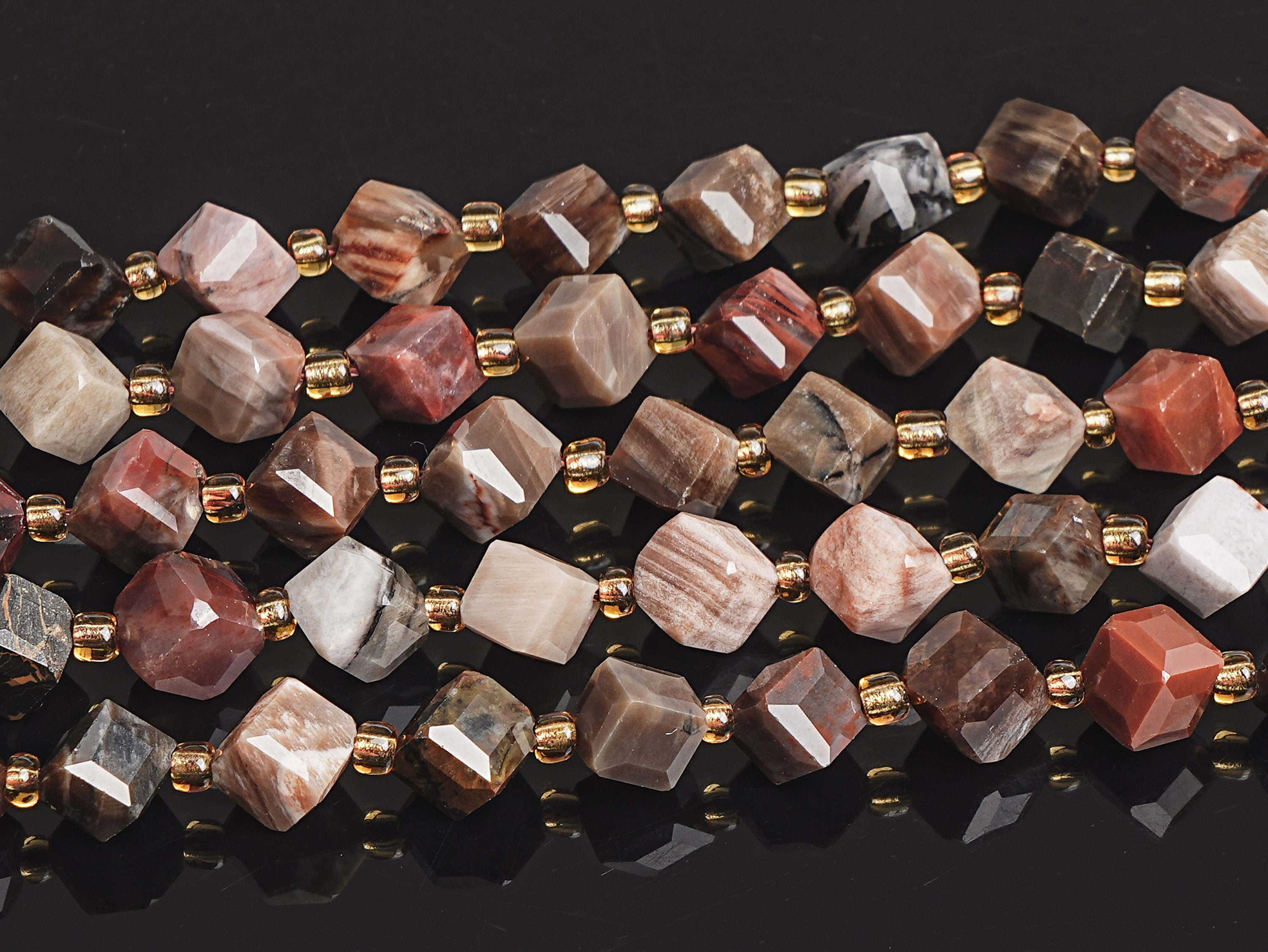 8mm Multicolor Petrified Wood Jasper Beads Grade Aaa Genuine Natural Gemstone Faceted Cube Loose Beads 15"/7.5" Bulk Lot Options (126577)