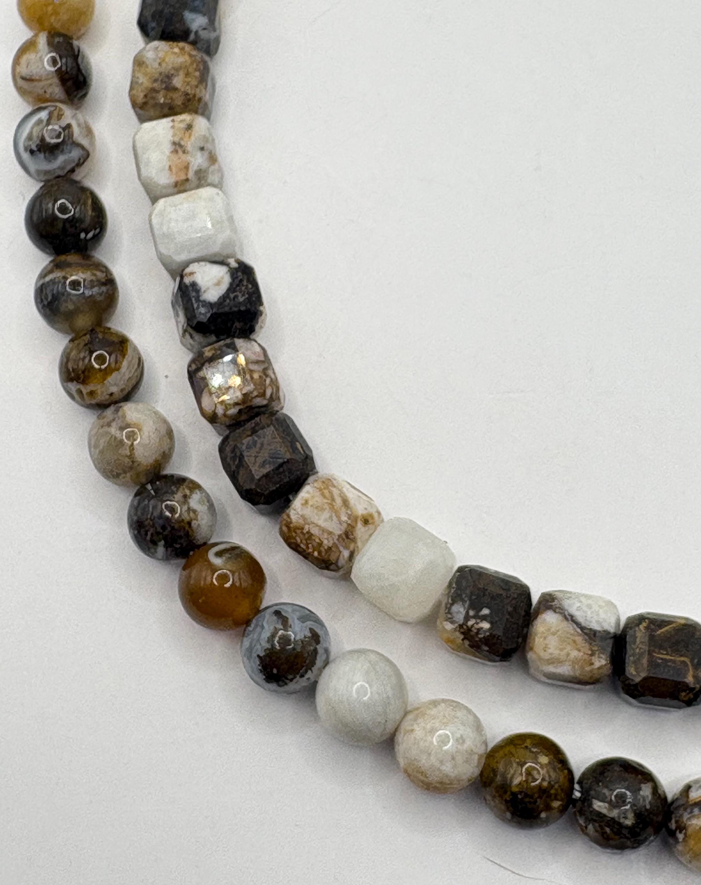 Brown & White Brioche Agate Gemstone Beads. Fossilized Wood. Petrified Wood.!15” Strands Of 8mm Round Or 8mm Faceted Cube.