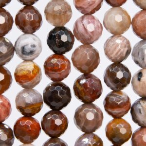 Genuine Natural Petrified Wood Jasper Gemstone Beads 8MM Brown Micro Faceted Round AAA Quality Loose Beads (109955)