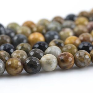 Natural Tan Petrified Wood - Faceted Round sizes.  6mm 8mm 10mm 12mm- Full 15.5 Inch Strand AAA Quality Gemstone Beads