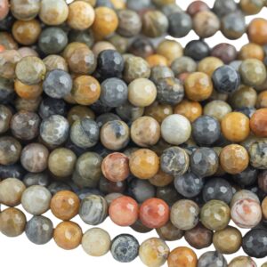 Natural Tan Petrified Wood- Faceted Round sizes.  4mm, 6mm, 8mm, 10mm, 12mm, 14mm- Full 15.5 Inch Strand AAA Quality Gemstone Beads