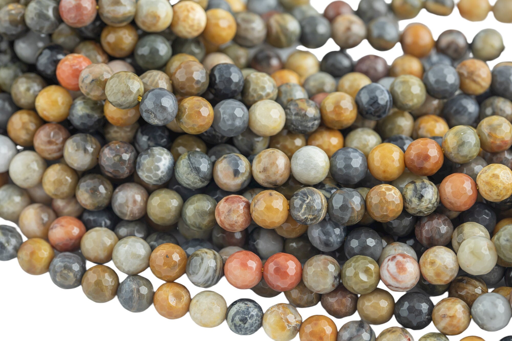 Natural Tan Petrified Wood- Faceted Round Sizes.  4mm, 6mm, 8mm, 10mm, 12mm, 14mm- Full 15.5 Inch Strand Aaa Quality Gemstone Beads