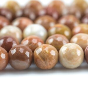 Natural Tan Petrified Wood, High Quality in Faceted Round- 6mm, 8mm, 10mm, 12mm- Full 15.5 Inch Strand AAA Quality Gemstone Beads