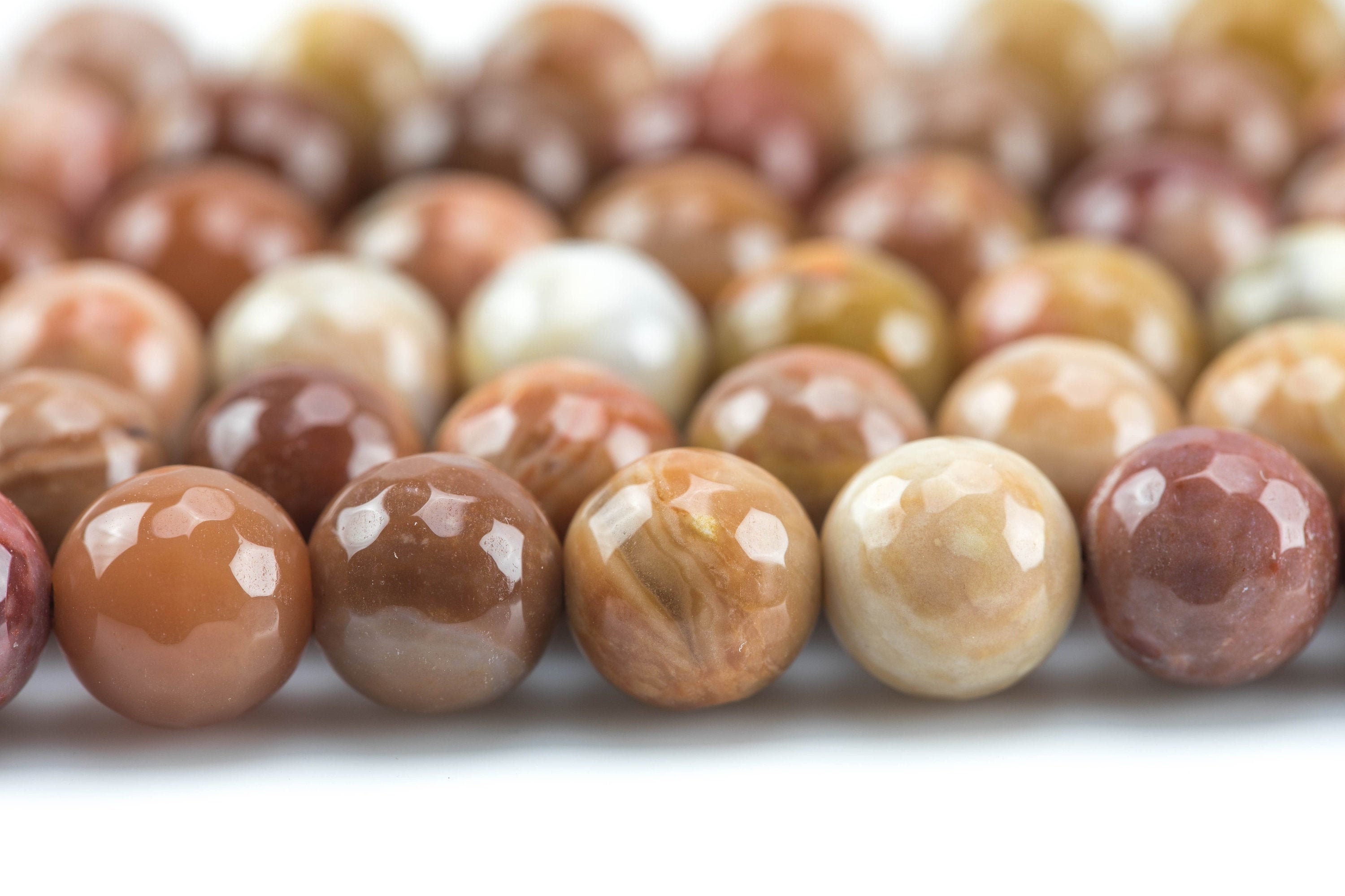 Natural Tan Petrified Wood, High Quality In Faceted Round- 6mm, 8mm, 10mm, 12mm- Full 15.5 Inch Strand Aaa Quality Gemstone Beads