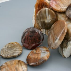 Petrified Wood Beads, Large Freeform Gemstone Necklace (16 Inch)