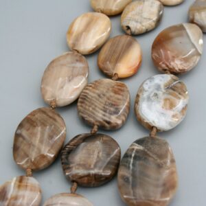 Petrified Wood Beads, Polished Freeform Gemstone Necklace (16-22mm)