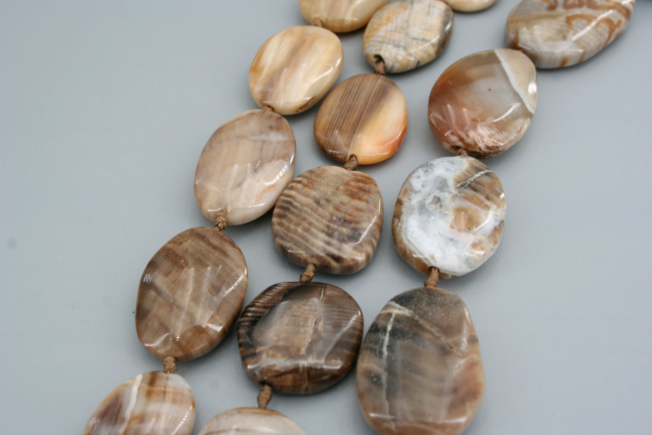 Petrified Wood Beads, Polished Freeform Gemstone Necklace (16-22mm)