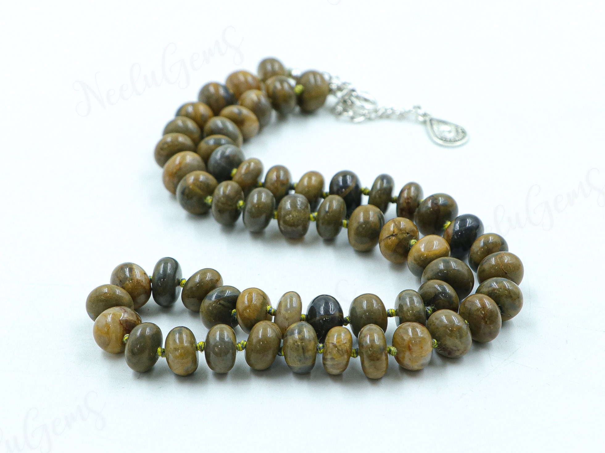 Hand Knotted Petrified Wood Necklace, Fossilized Stone Rondelle Beads, Earthy Brown Neutral Choker, Silk Knotted Ancient Wood Jewelry, Gift