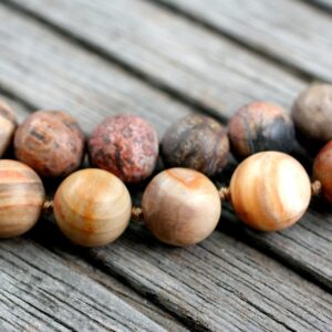 Matte Petrified Wood Round Beads 11-12mm (etb00972) Unique Jewelry/vintage Jewelry/gemstone Necklace