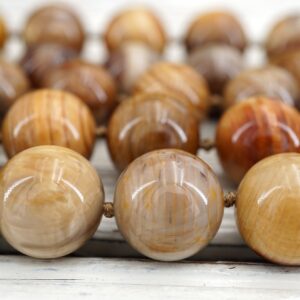 Petrified Wood Opalite Round Beads 17-18mm, Fossilized Gemstone Necklace (etb00900)