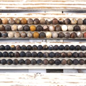 Wood Opalite/petrified Wood Round Beads 9-10mm Matte (etb00897) Vintage Jewelry/gemstone Necklace