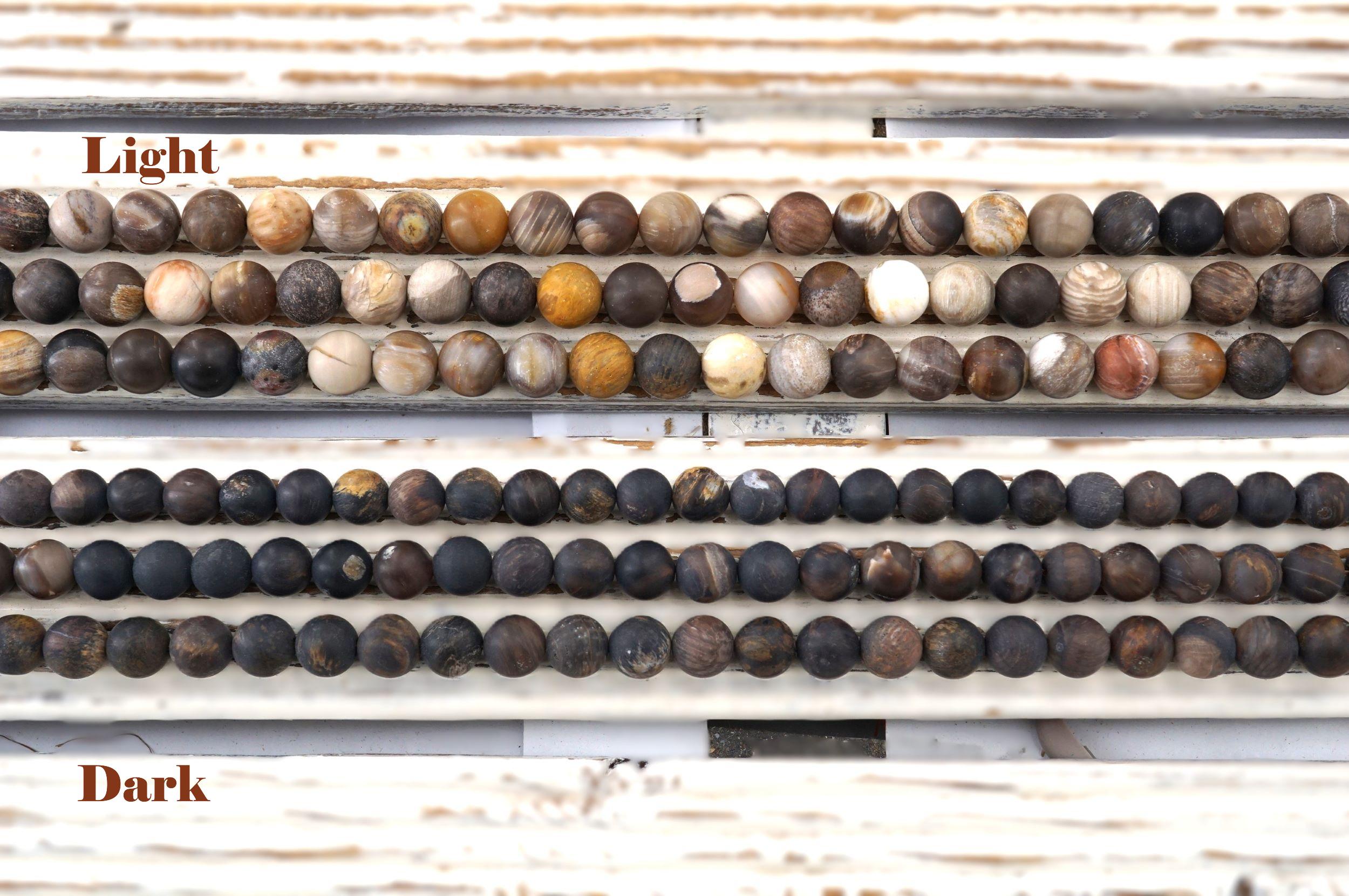 Wood Opalite/petrified Wood Round Beads 9-10mm Matte  (etb00897) Vintage Jewelry/gemstone Necklace