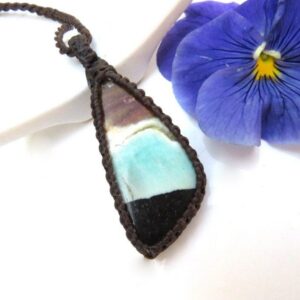 Opalized Petrified Wood Macrame Necklace, Gift Ideas For The Rock Collector, For The Jewelry Lover, Gift For The Coastal Grandma