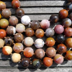Rainbow Petrified Wood Beads 14-15mm, Arizona Gemstone Necklace