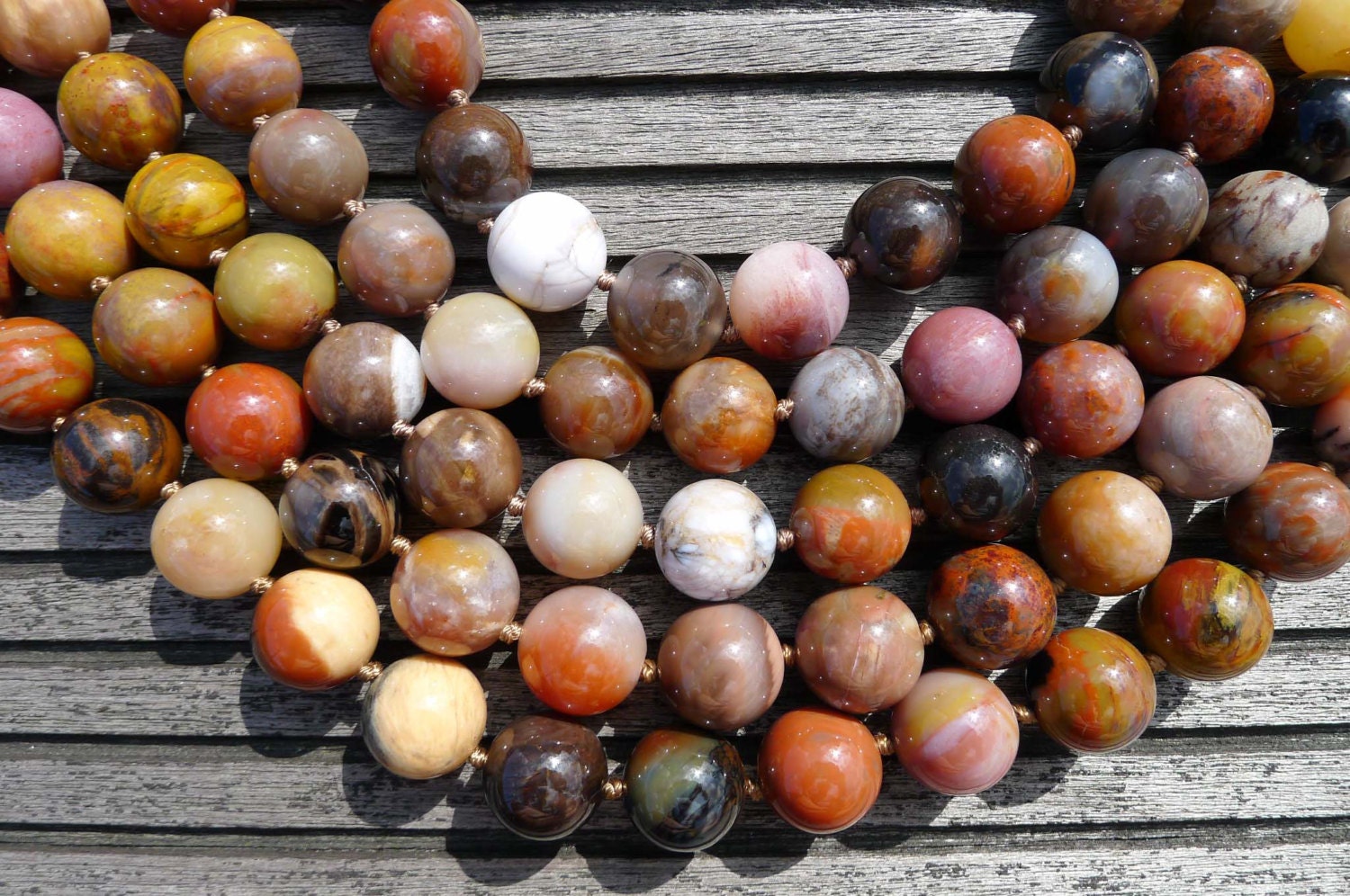 Rainbow Petrified Wood Beads 14-15mm, Arizona Gemstone Necklace