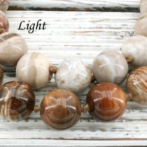 Petrified Wood Round Beads 20-22.5mm, Polished Gemstone Necklace Strand (etb00330)
