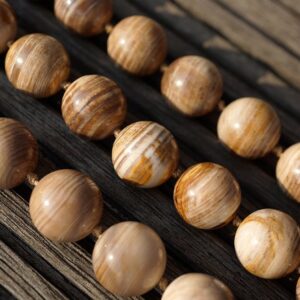 Petrified Wood Round Beads 17-18mm, Fossil Gemstone Necklace