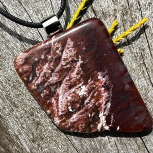 Unisex Petrified Wood, Stainless Steel Healing Stone Necklace!