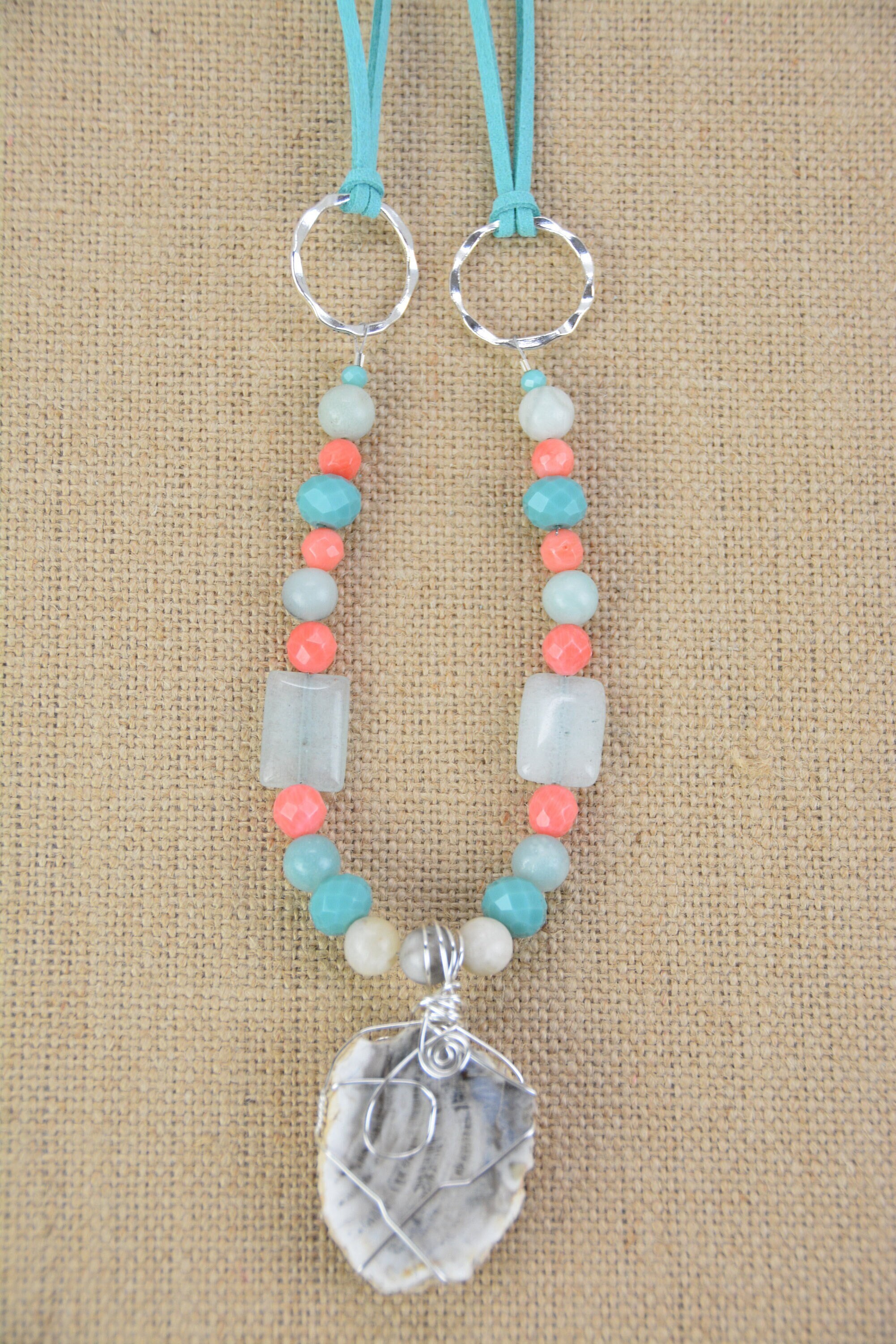 Petrified Wood Vegan Suede Necklace